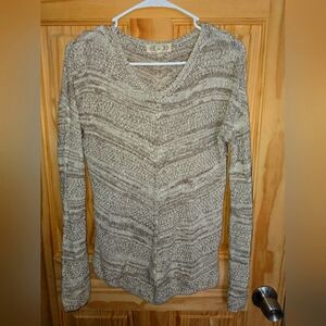 Pink rose womens knitted v neck long sleeve pullover sweater size medium